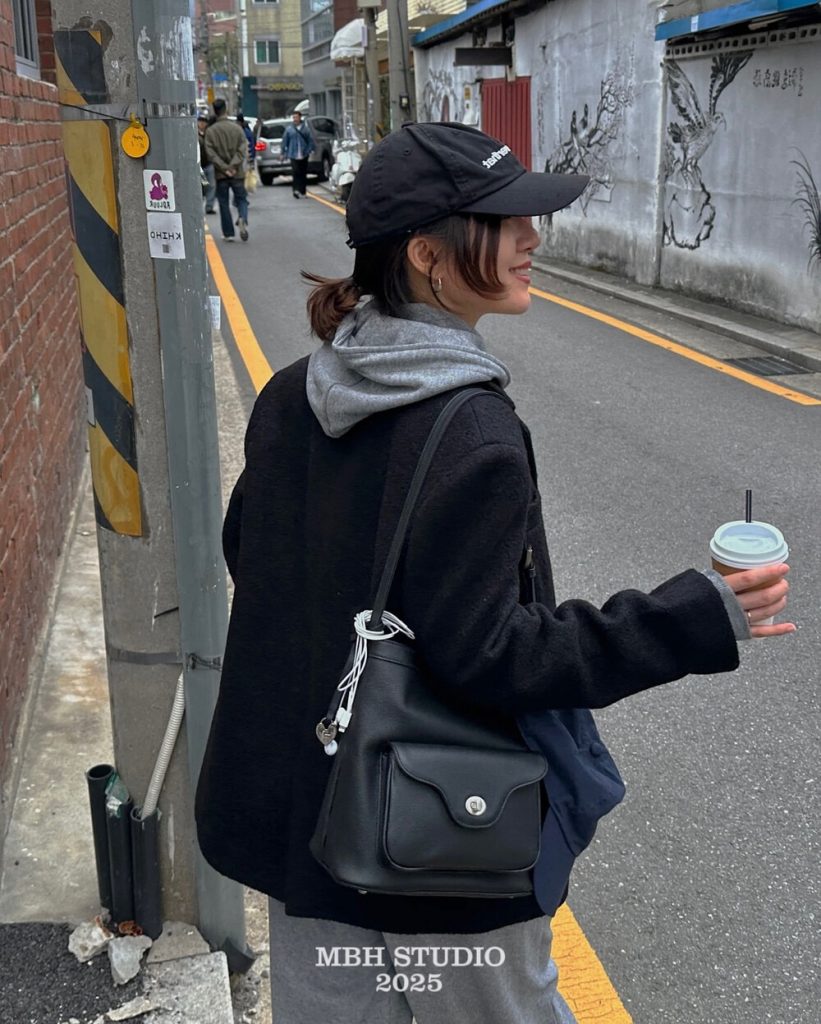 MBH Korean Niche Retro Artistic Bucket Bag First Layer Cow Leather Premium Shoulder Bag
