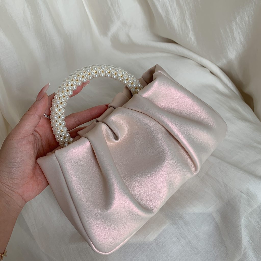 Sweet Pearl Cloud Handbag Mini Crossbody Women's Pleated Bag